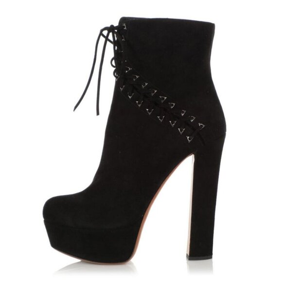 ALAIA Black Suede Lace Up Corset Platform high heel Ankle Booties + dust bag 39 - Picture 9 of 15
